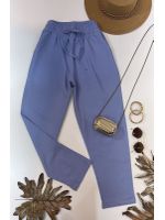 Calça Reta em linho Azul Céu 