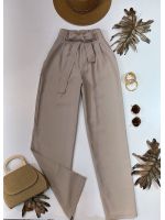 Calça Wide Alfaiataria Amarração Cru 