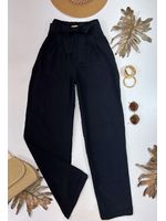 Calça Wide Alfaiataria Amarração Preta