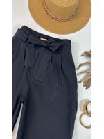 Calça Wide Alfaiataria Amarração Preta