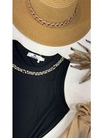 Regata Canelada Gola Pedraria Preta 