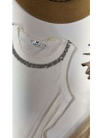 Regata Canelada Gola Pedraria Branca