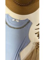 Regata Canelada Gola Pedraria Azul