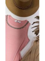 Regata Canelada Gola Pedraria Rosa 