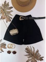 Short Cenoura Com Cinto Bolinhas Douradas Preto