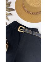 Short Cenoura Com Cinto Bolinhas Douradas Preto