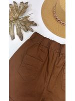 Short Cenoura Com Cinto Bolinhas Douradas Marrom 