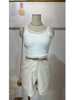 Blusa Canelada Regata Rendinha Branca 