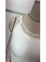 Blusa Canelada Regata Rendinha Branca 