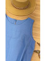 Vestido Curto Linho Babadinho Azul 