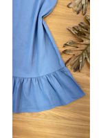 Vestido Curto Linho Babadinho Azul 
