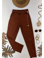 Calça Cenoura Corrente Coração Terra Cota 