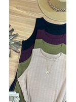 Blusa Canelada Regata Alongada Bege 