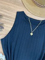 Blusa Canelada Regata Alongada Preta