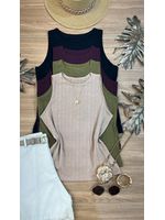 Blusa Canelada Regata Alongada Bege 