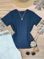 Blusa Canelada Alongada Preta