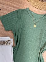 Blusa Canelada Alongada Verde Militar 