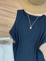 Blusa Canelada Regata Cropped Preta