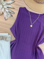 Blusa Canelada Regata Cropped Roxa