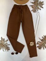 Calça Reta em linho Marrom Claro