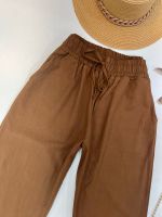 Calça Reta em linho Marrom Claro