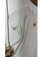 Blusa Canelada Cropped Com Manga Branca 