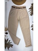 Calça Mom Reta Bege 