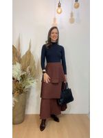 Saia Midi Camadas Marrom