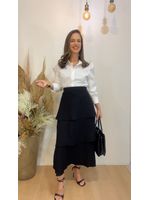 Saia Midi Camadas Preta