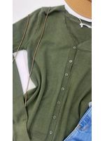Cardigan Tricot Verde Militar 