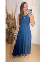 Vestido Em Malha Longo Azul Marinho 