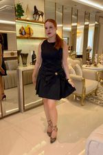 Vestido de jacquard dourado 