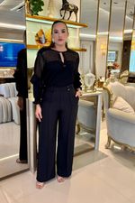 Blusa de crepe com tela