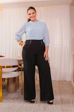 Calça de alfaiataria com pesponto