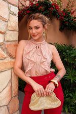 Blusa em Chiffon Trabalhado