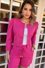 Short de alfaiataria com cós pespontado - Pink