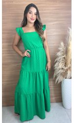 Vestido Longo Pipoquinha Verde Bandeira 