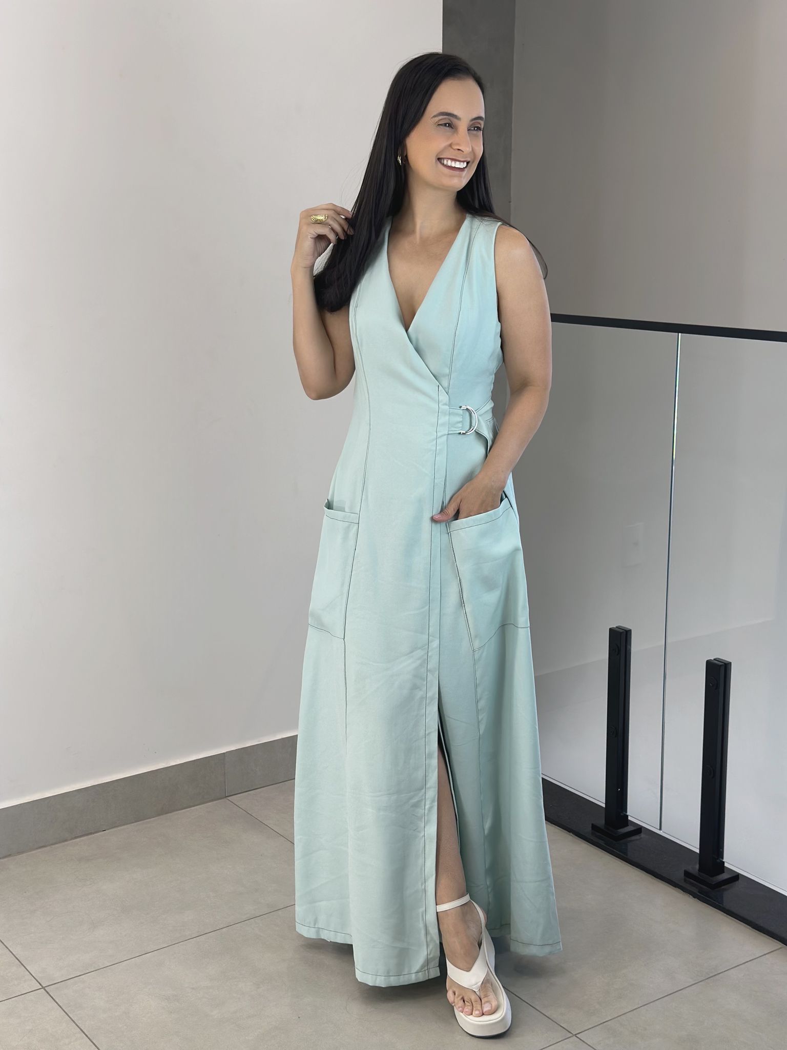 VESTIDO CELESTE VERDE - Reprise Modas