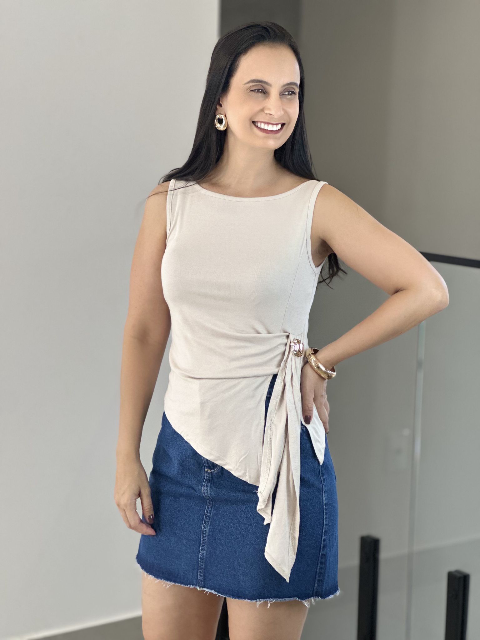 BLUSA ANA LUIZA AREIA - Reprise Modas