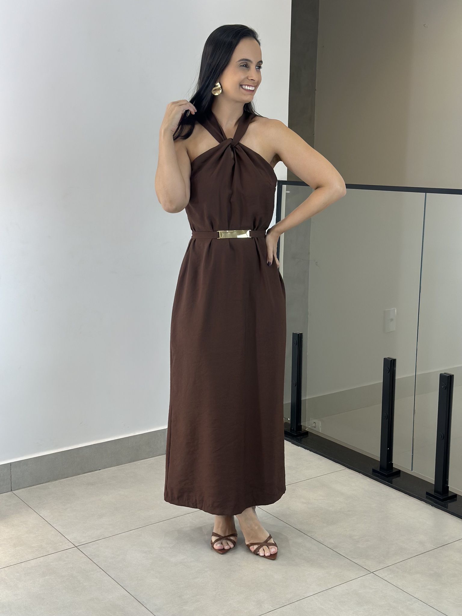 VESTIDO SIMARIA MARROM - Reprise Modas