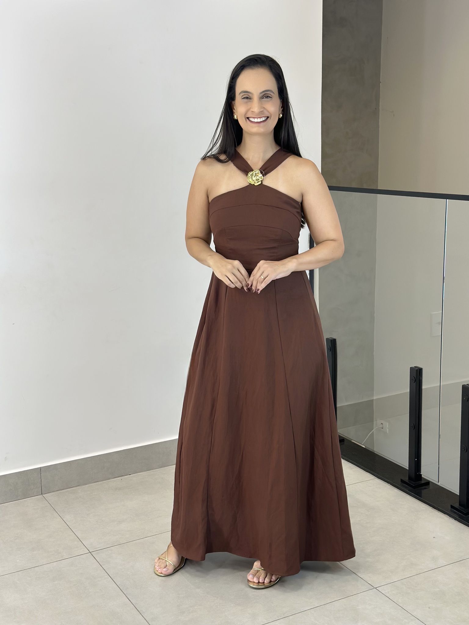 VESTIDO OLIVIA MARROM - Reprise Modas