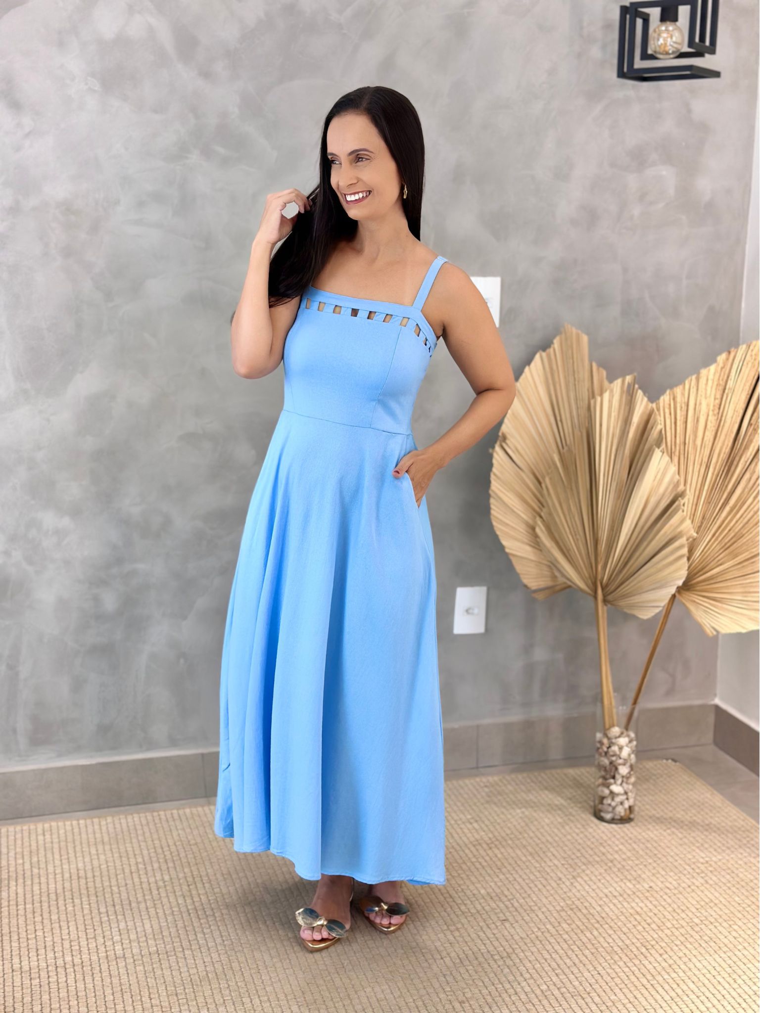Vestido Flávia Azul - Reprise Modas