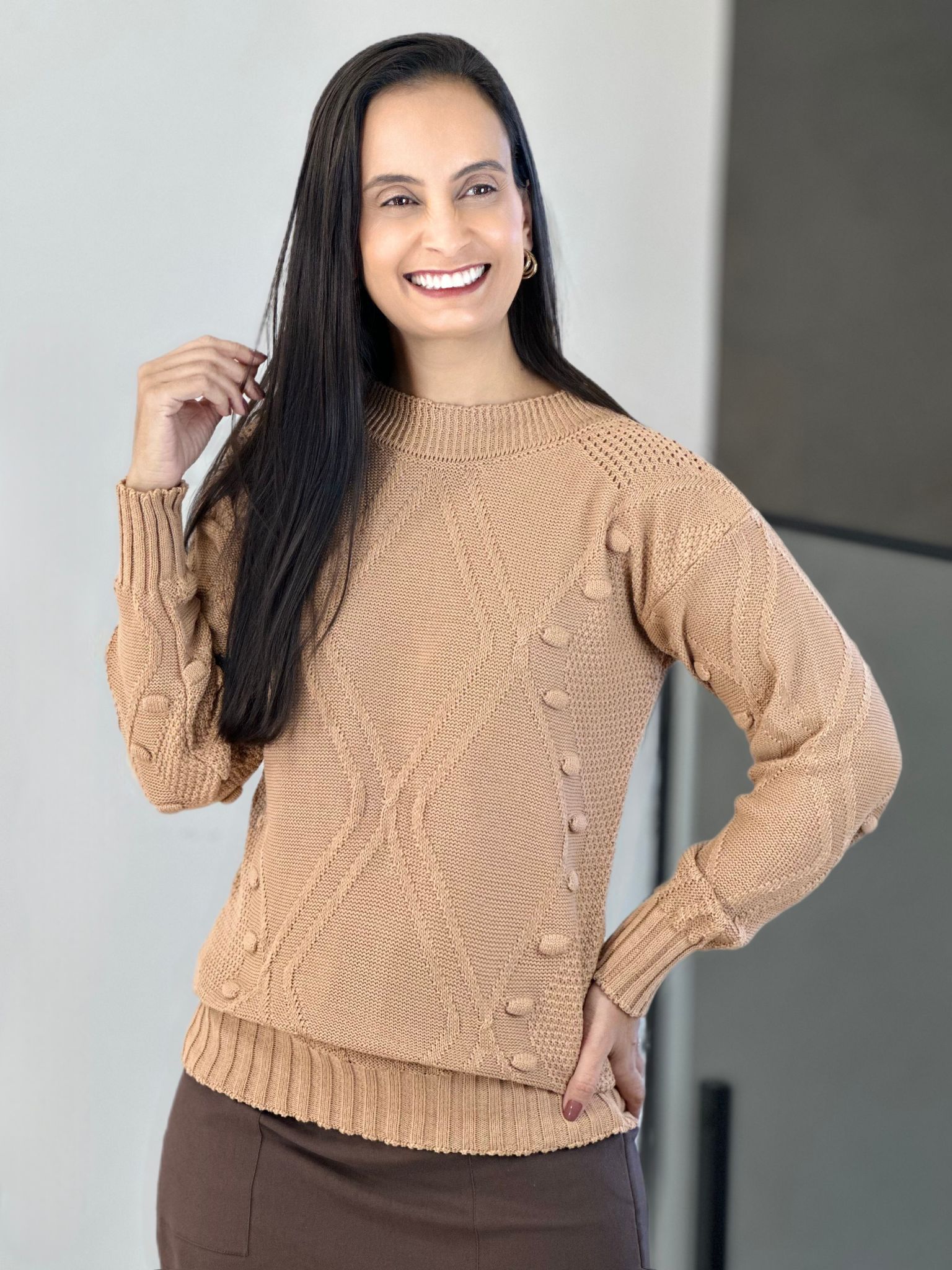 Blusa Tricot Larissa Nude - Reprise Modas