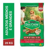 Dog Chow Cães Adultos Raças Médias e Grandes Carne, Frango e Arroz 20kg - Day 2 Day