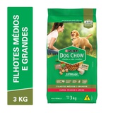 Dog Chow Cães Filhotes Raças Médias e Grandes Carne, Frango e Arroz 3kg - Day 2 Day