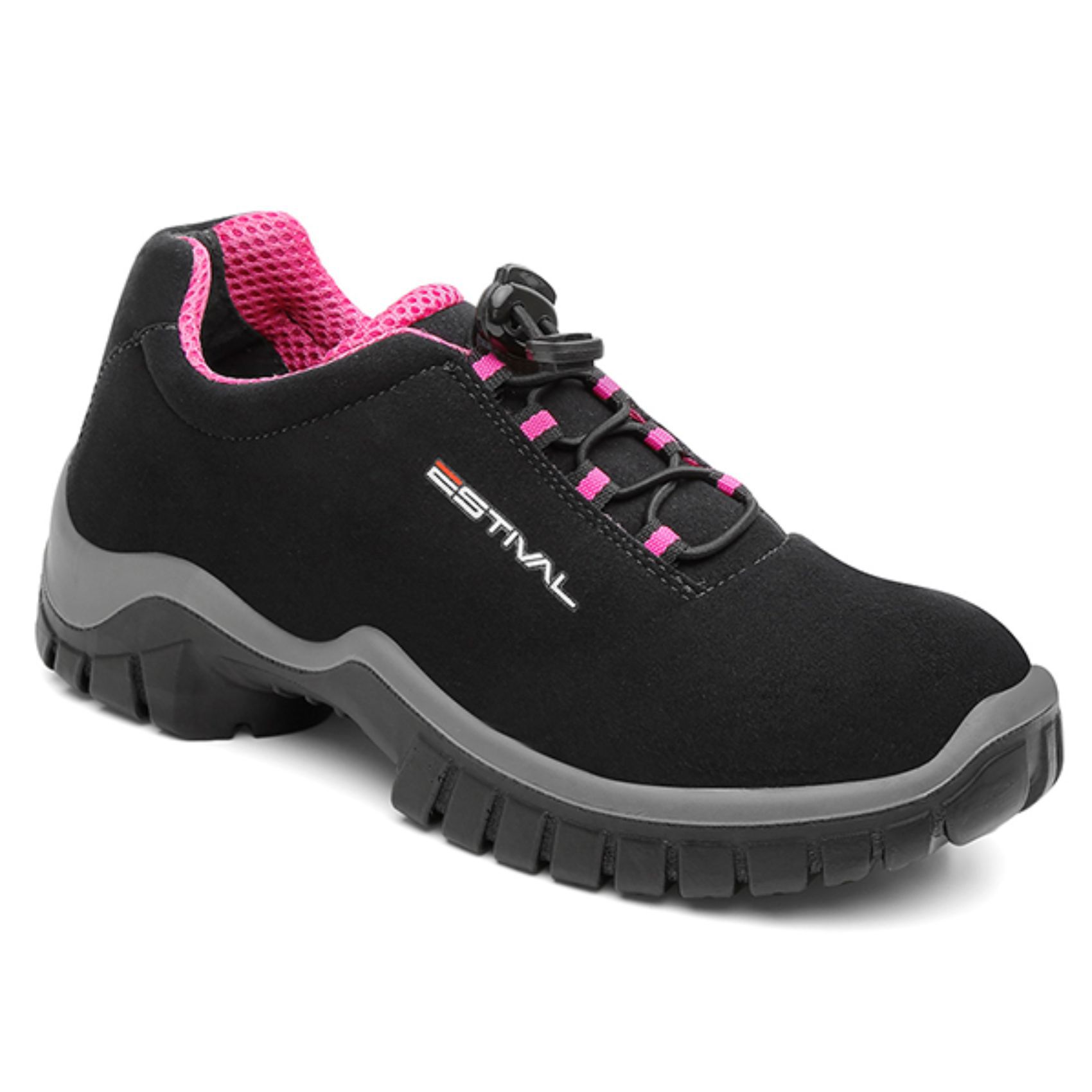 Sapato de Segurança em Microfibra - Preto e Rosa -... - FRANCA SAFETY