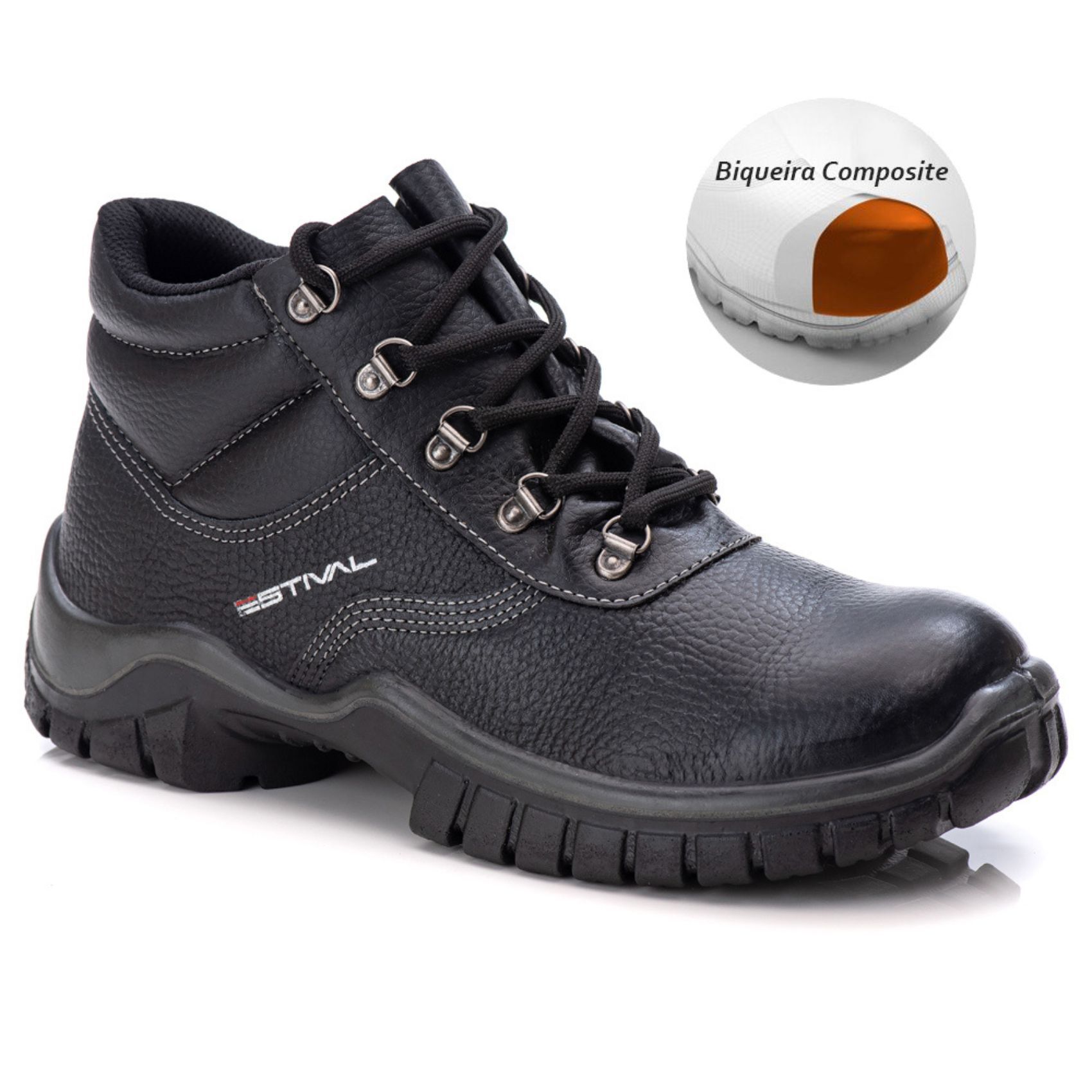 Bota de Segurança em Couro - Preto - Estival - WO1... - FRANCA SAFETY