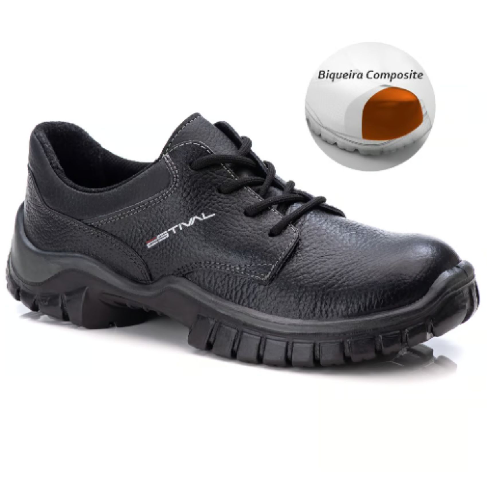 Sapato de Segurança em Couro - Preto* - Estival - ... - FRANCA SAFETY