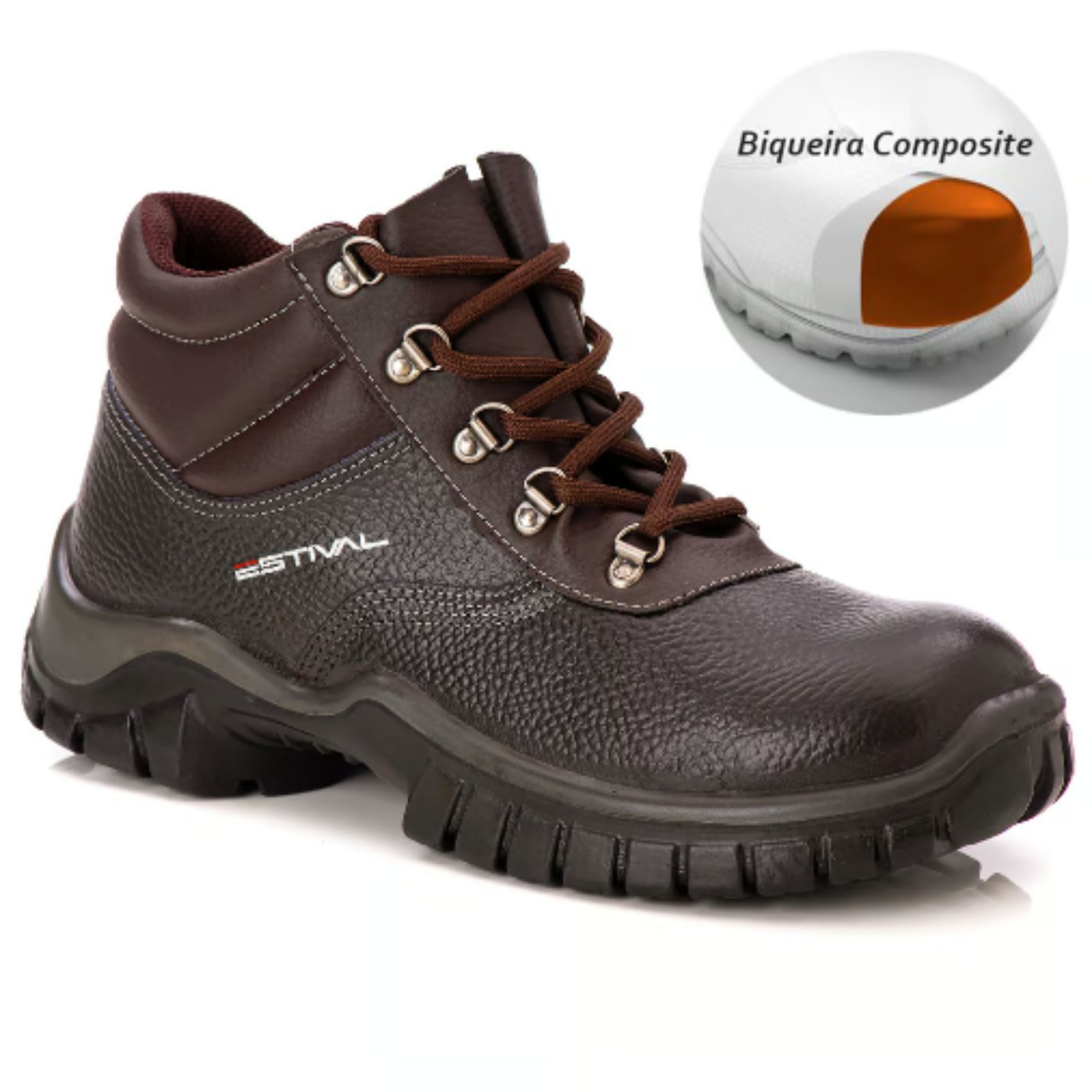 Bota de Segurança em Couro - Café - Estival - WO10... - FRANCA SAFETY