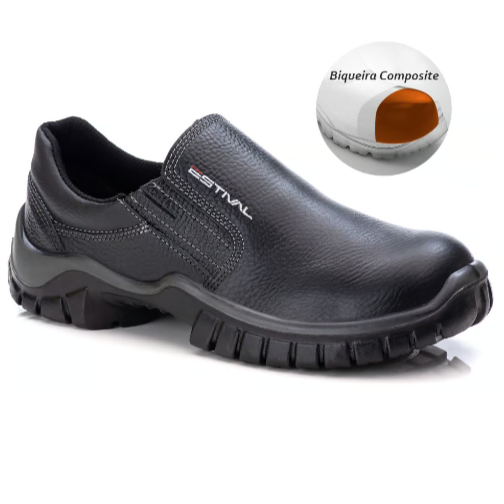 Sapato de Segurança em Couro - Preto* - Estival - ... - FRANCA SAFETY